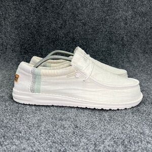 Hey Dude Wally Linen Shoes Men's 14 Naural White Slip On Casual Comfort Sneakers